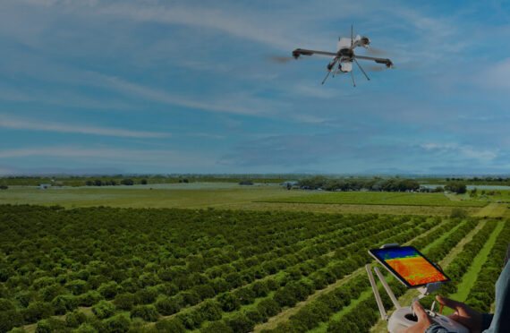 Drone flying over Farm